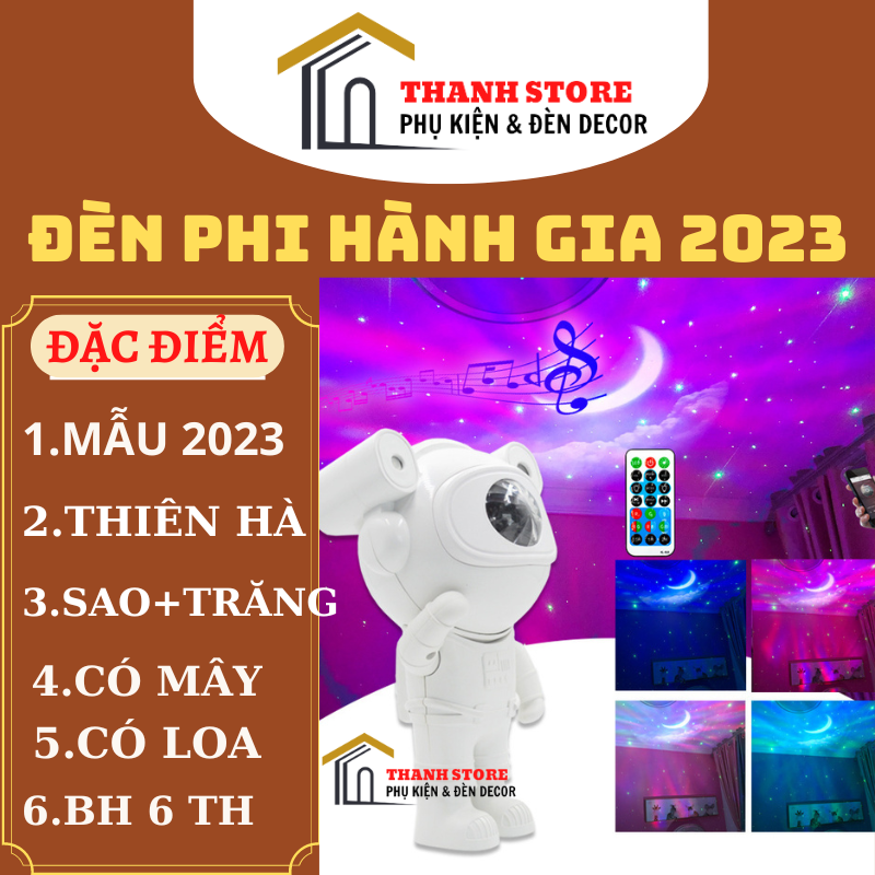 [ MẪU 2023 ] Đèn LED phi hành gia chiếu sao mây trăng mới 2023, có loa bluetooth có nháy , đèn led trang trí phòng,