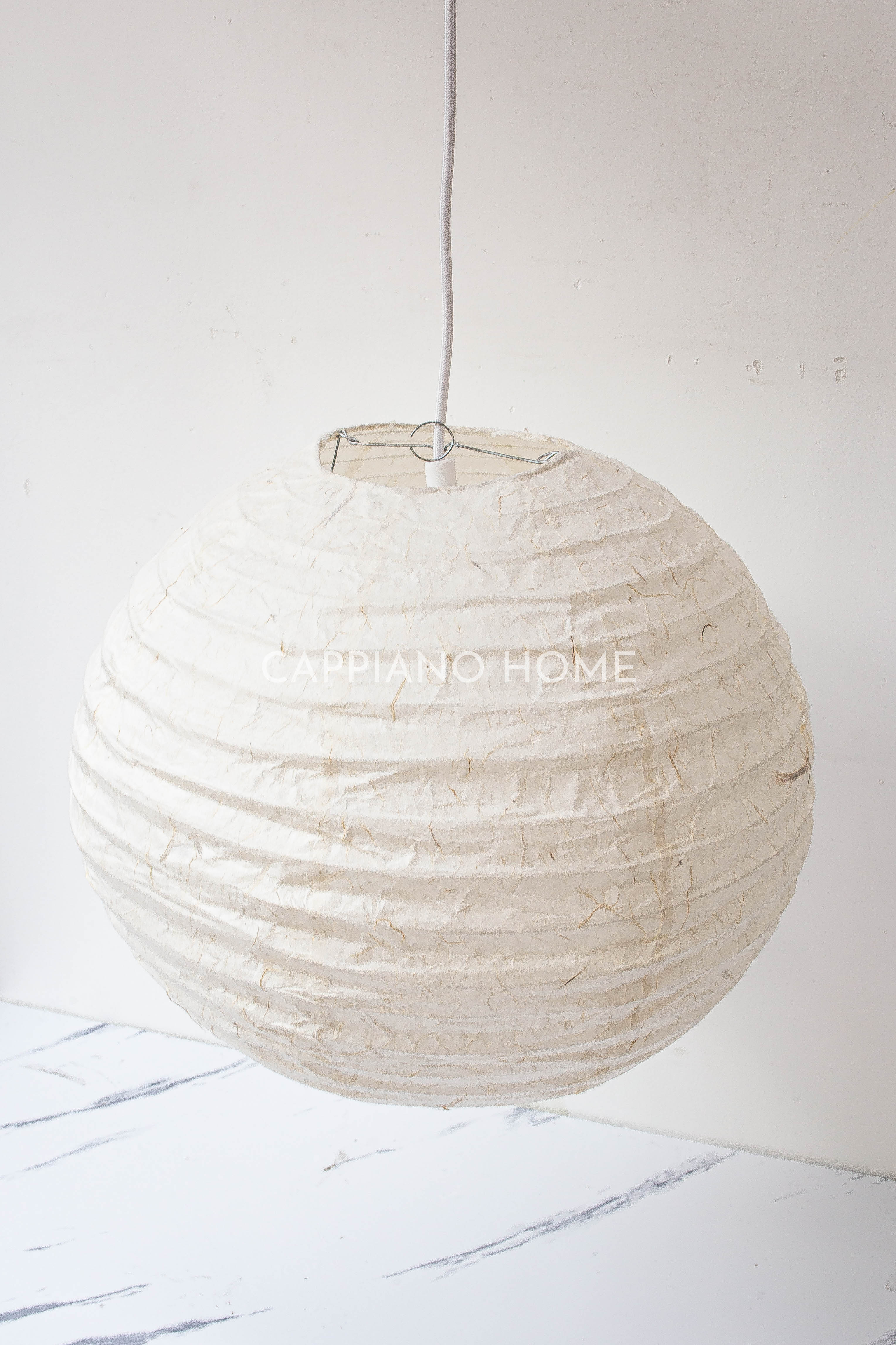 Đèn giấy dó tròn gấp gọn trắng thủ công Cappiano Home