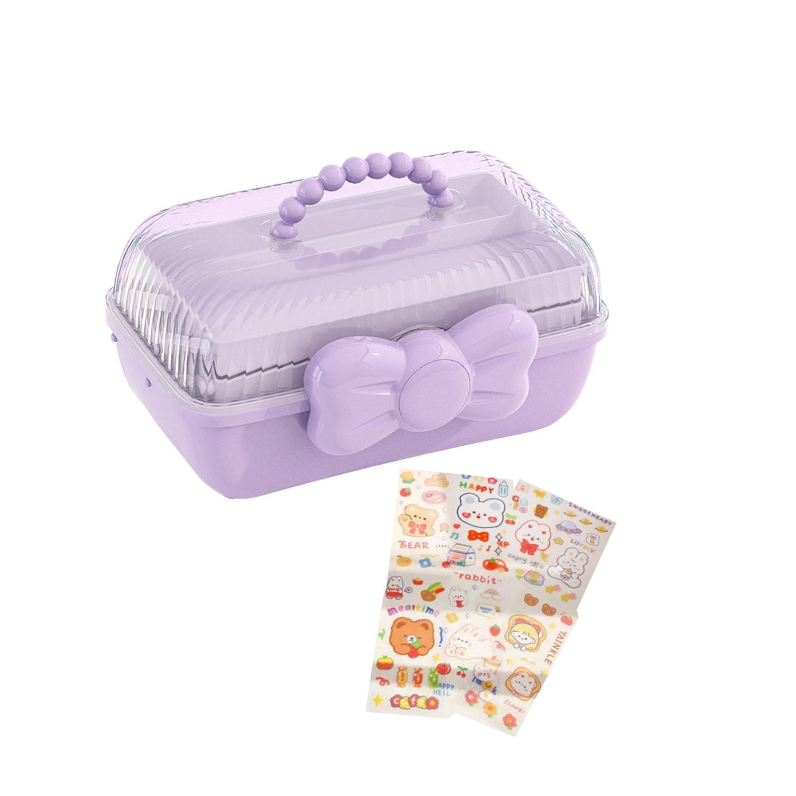 3 Layer Multipurpose Storage Box Hair Accessories Organizer for Girls, Portable Hair Bow Holder ,Cosmetics Supplies Storage Box for Hair Clips