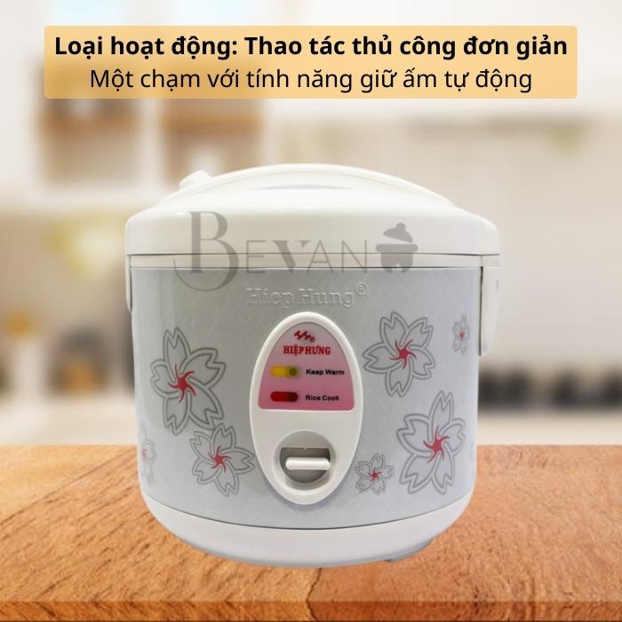 Nồi cơm điện nắp gài hàng chính hãng Hiệp Hưng HH-501 Bevano, giá nồi cơm điện mini cơ 1.2L hợp lý không dính đa năng, tiết kiệm năng lượng, phù hợp với sinh viên và căn hộ nhỏ, phòng trọ tập thể