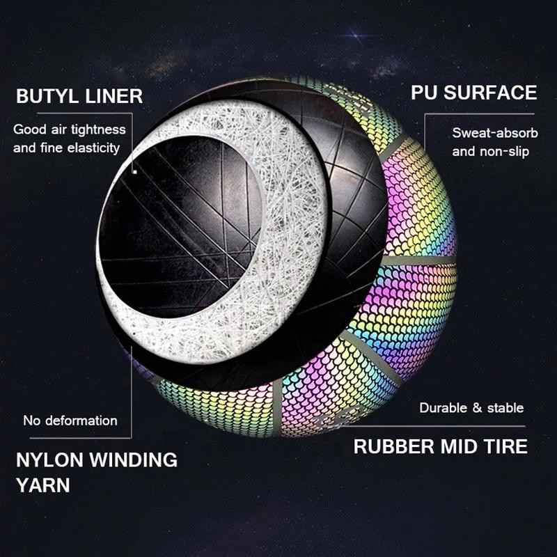 Bán nóng bóng rổ pu phản chiếu bóng rổ bóng rổ kích thước 7 cỡ 5 ngoài trời bóng trong nhà phát sáng Color: Size 5