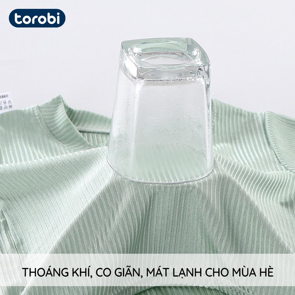 Bộ Quần Áo Cộc Tay Cho Bé Vải Lụa Thoáng khí, Co Giãn, Mềm mại | 10-36 Tháng | Torobi | SS22