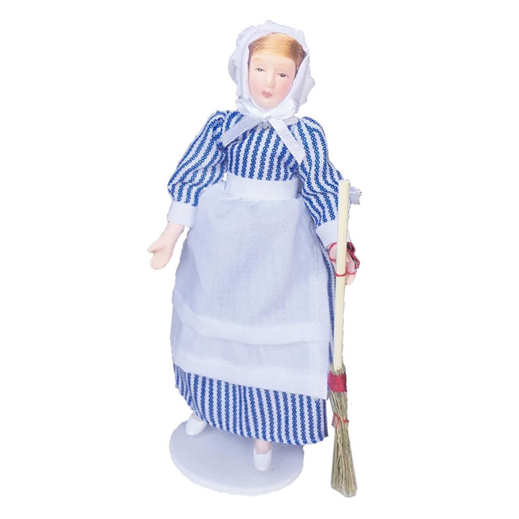 2X 1/12 Dollhouse Miniature Porcelain Doll Model Little Beautiful Girl Boy