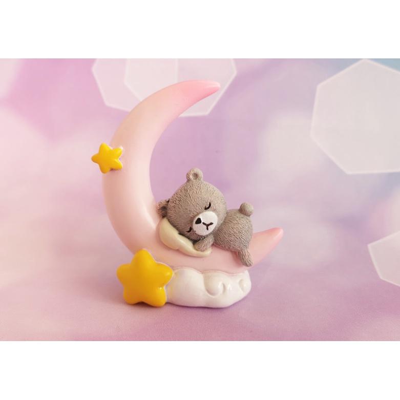 Set gấu ngồi mặt trăng trang trí taplo xe hơi cực dễ thương- Hoàng Đông Shop