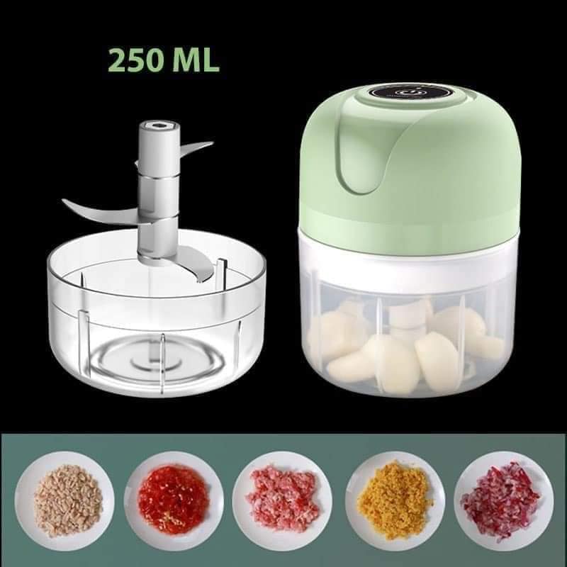 MÁY XAY TỎI ỚT TÍCH ĐIỆN MINI, MÀY XAY GIA VỊ, ĐỒ ĂN DẶM 250ML