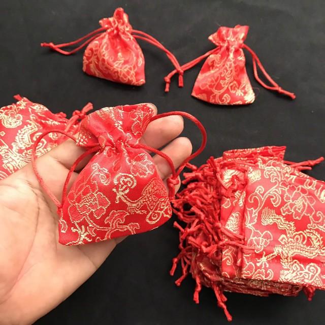 Túi gấm đỏ may mắn Long Phụng