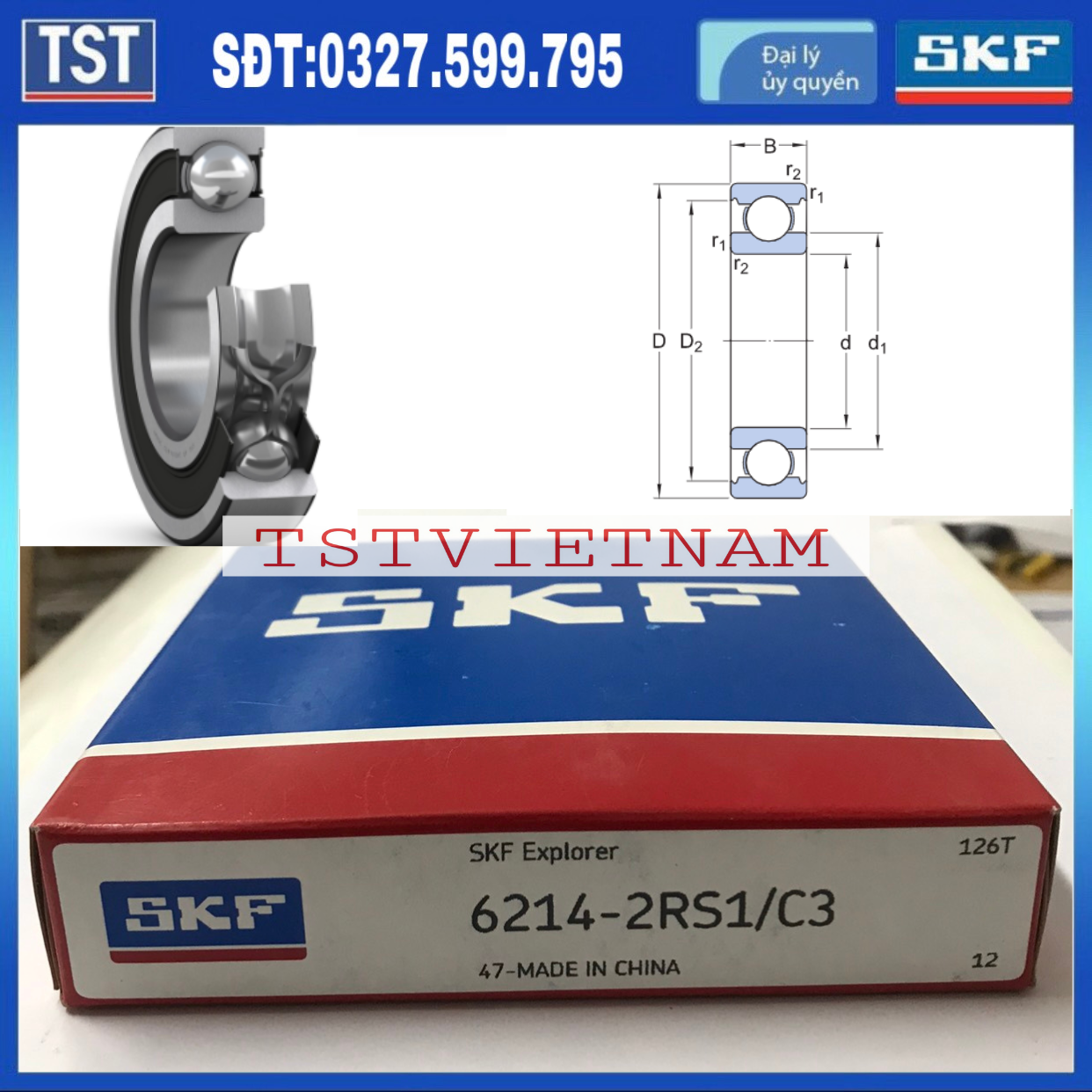 Vòng bi bạc đạn SKF 6214-2RS1/C3