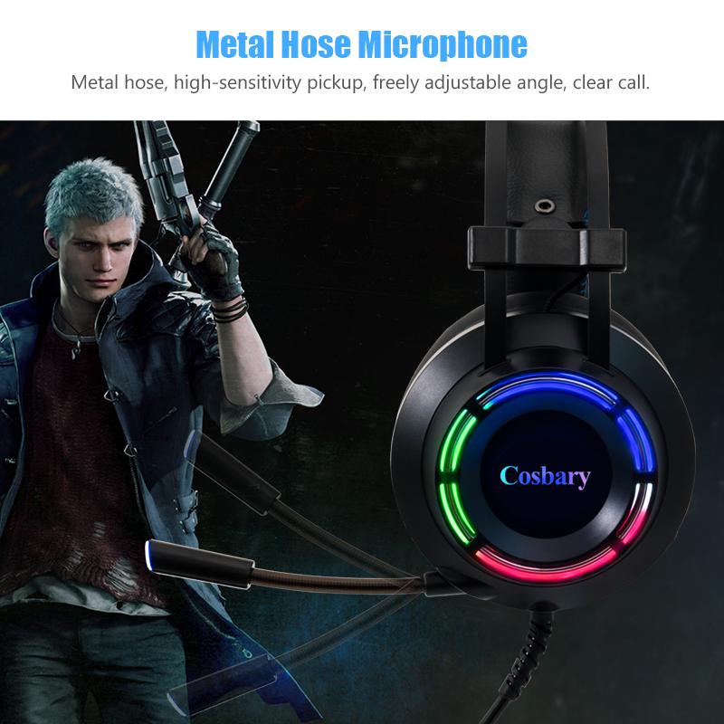 Cosbay Tai Nghe Tai Nghe Có Mic Cho PC Máy Tính Cho Game Thủ Chuyên Nghiệp Tai Nghe Âm Thanh Vòm Đèn RGB