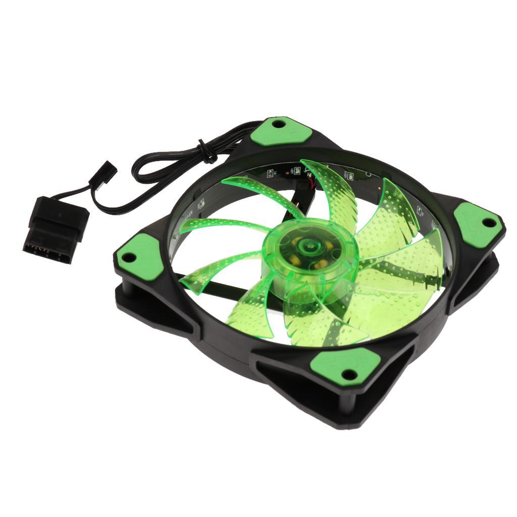 120mm 15 LED 3Pin 4Pin  Cooling Fan 9-Leaves For Computer Case CPU