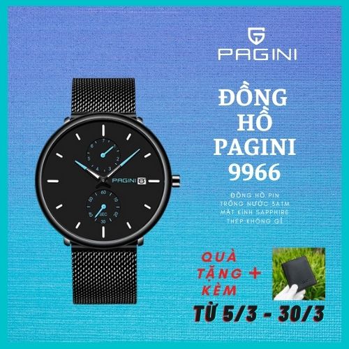 Đồng Hồ Nam PAGINI 9966 Dây Titanium Cao Cấp - Hiển Thị Lịch - Tinh Tế - Thời Thượng -  Đẳng cấp