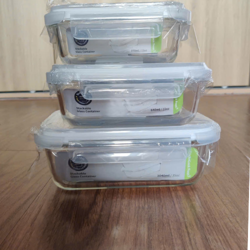 Bộ 3 Hộp Thủy Tinh Hình Chữ Nhật LocknLock Dung Tích 370ml, 640ml, 1040ml- Hàng Chính Hãng