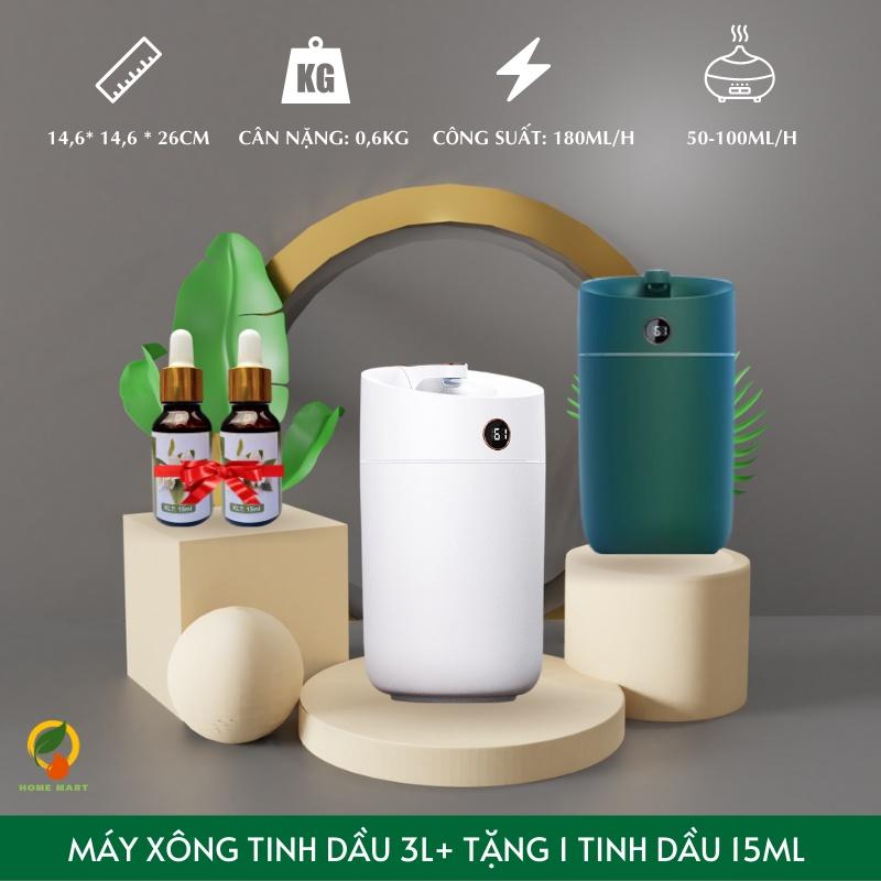 Máy phun sương tạo ẩm xông tinh dầu Humidifier X12, dung tích 3L, tạo độ ẩm phòng điều hòa, khuếch tán tinh dầu, đèn Led