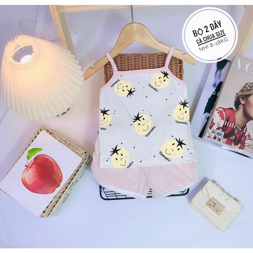 Bộ hai dây cotton hình cà chua cho bé gái từ 7 - 18kg