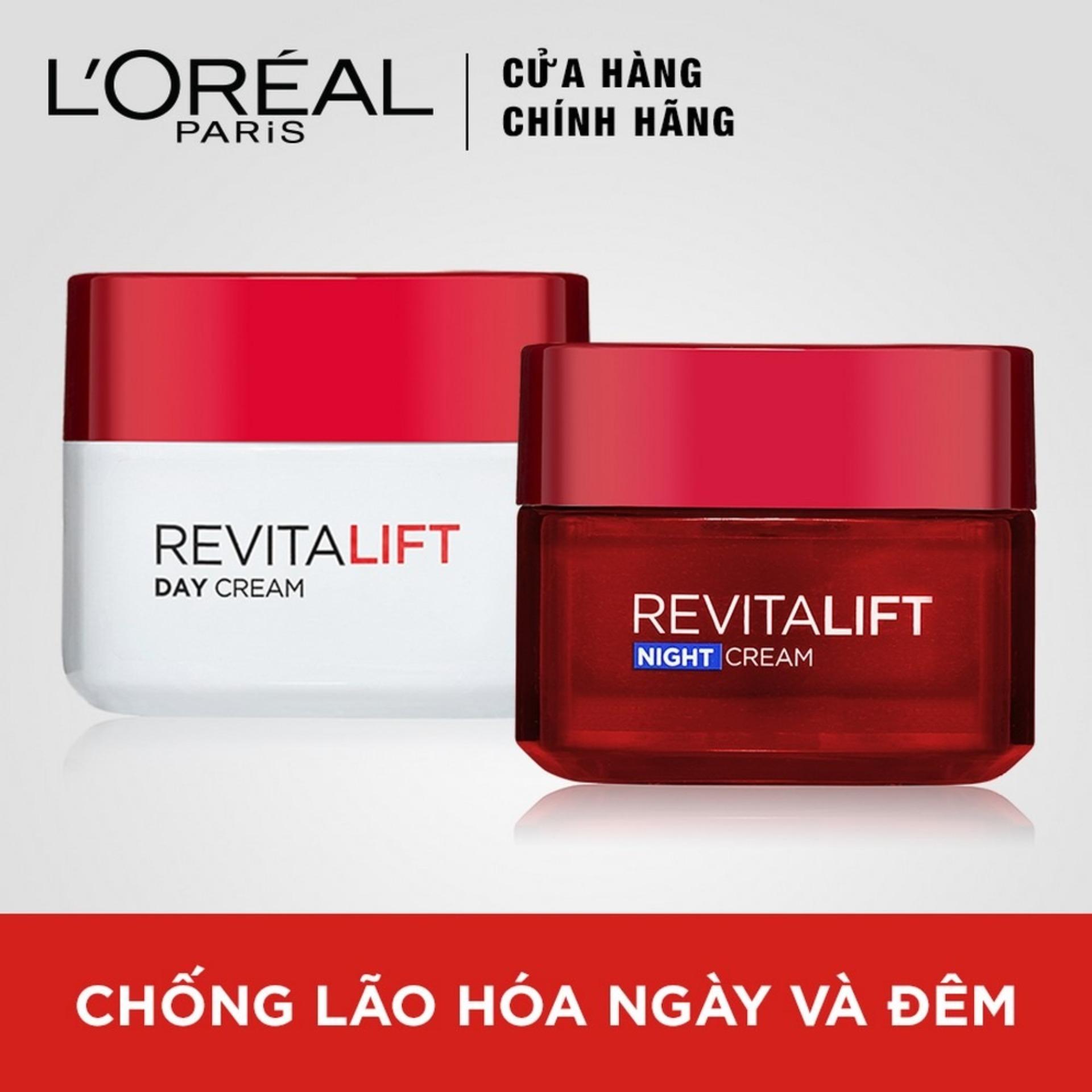 Bộ Kem Dưỡng Chống Lão Hoá Giảm Nếp Nhăn Ngày Và Đêm L'Oreal Paris Revitalift 50ml