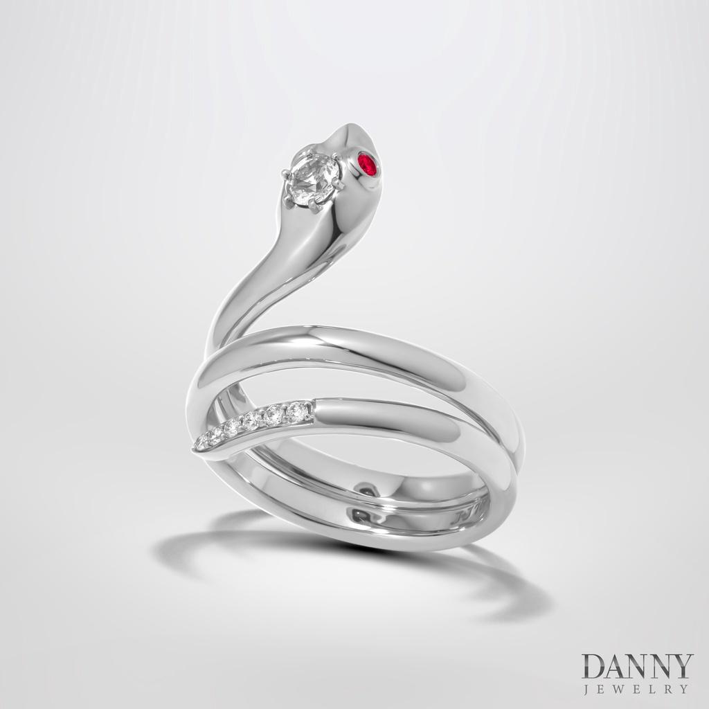 Nhẫn Nữ Danny Jewelry Bạc 925 Biểu Tượng Rắn Mắt Đá Màu Xi Rhodium N0053