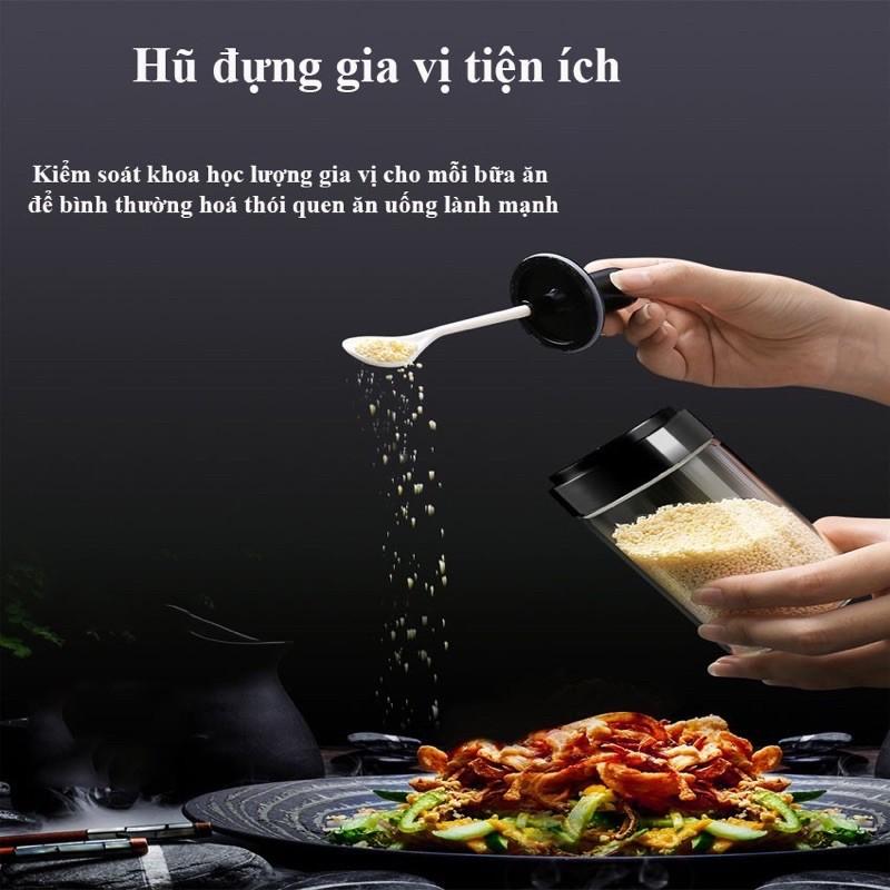 HŨ ĐỰNG GIA VỊ THUỶ TINH KÈM THÌA CAO CẤP