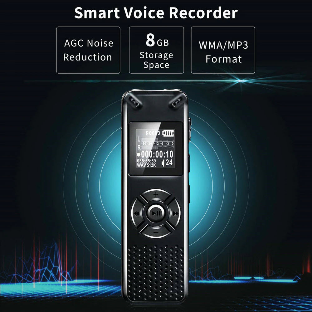 ROGTZ - Máy Ghi Âm Chuyên Nghiệp V91 Chip Xử Lý ATJ21275 Bộ nhớ 8Gb Loa ngoài Mic Thu Âm Kép Định dạng Nhiều chế độ ghi âm Ghi MP3/Wav Hỗ trợ Thẻ Nhớ Ngoài Màn hình LCD Pin 410mAh Thời gian Ghi 581 Giờ Mật Khẩu Bảo Vệ Hỗ trợ Đa Ngôn Ngữ - Hàng Chính Hãng