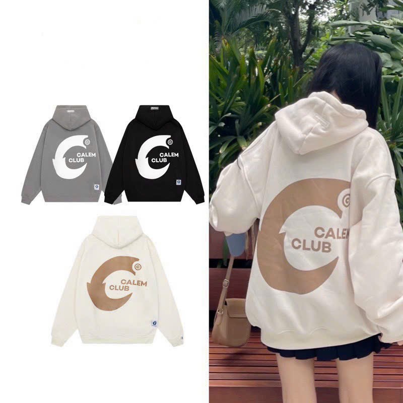 Áo Hoodie Zip in hình Big C form rộng unisex brand Calem Club chất nỉ lót bông, áo khoác hoodie cặp đôi