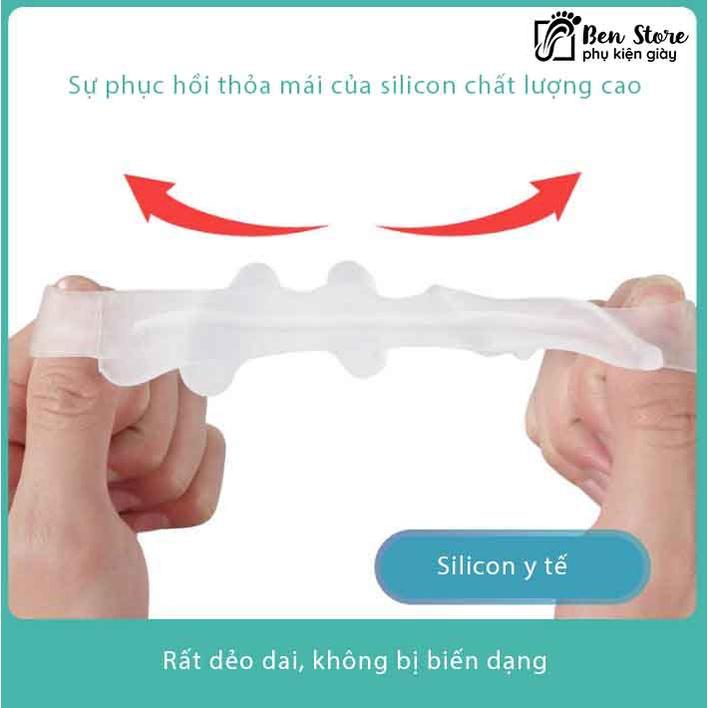 Cặp gel tách ngón chân bốn lỗ kẹp chân hallux valgus Điều Chỉnh Chứng Vẹo Ngón Chân Chăm Sóc Bàn Chân #sil74