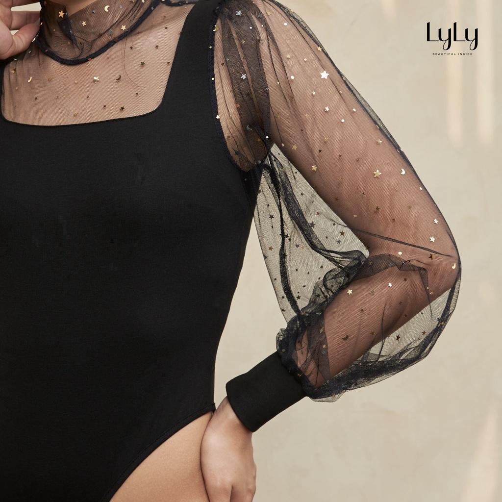 Bodysuit nữ dài tay lấp lánh LyLy JM072 áo liền thân tay bồng thiết kế độc quyền