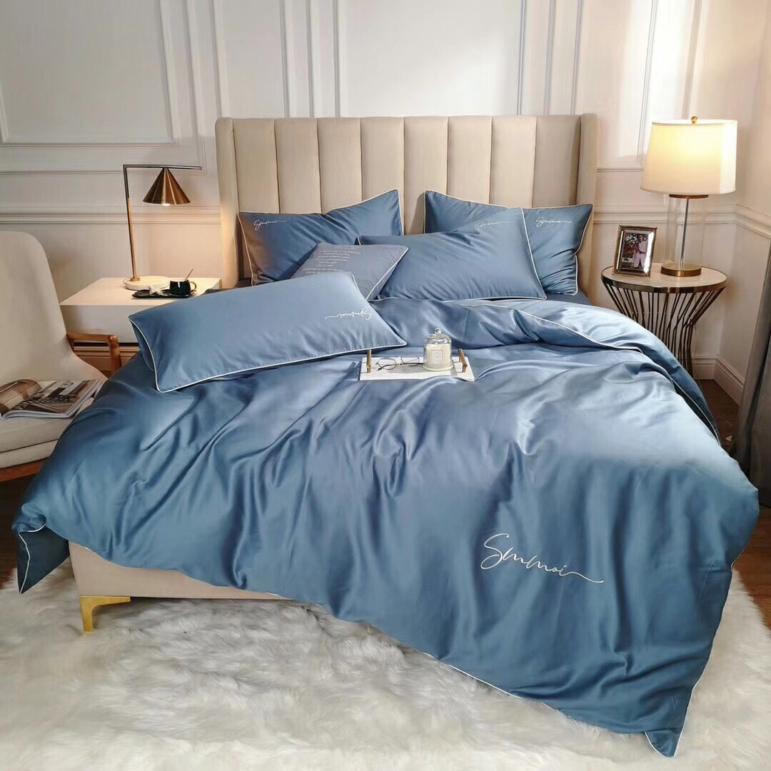 Bộ Chăn Ga Gối Tencel Lụa Cao Cấp - Xanh