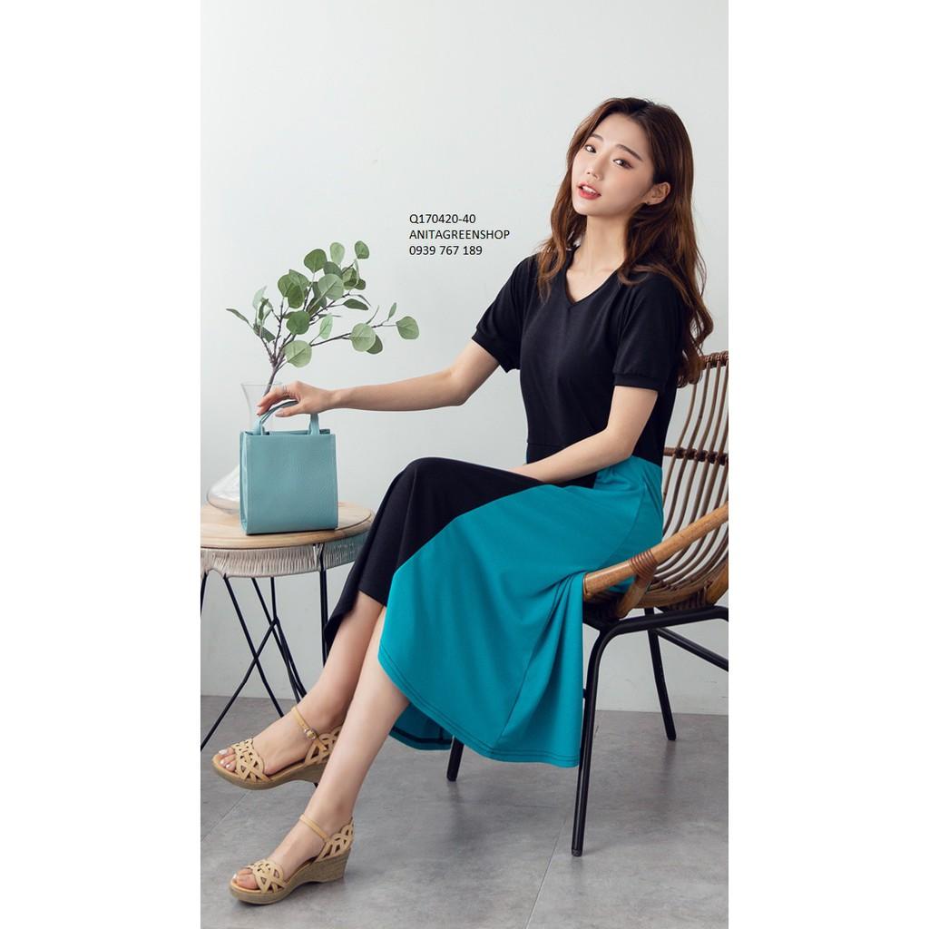 Q170420 ĐẦM THUN XÒE PHỐI MÀU