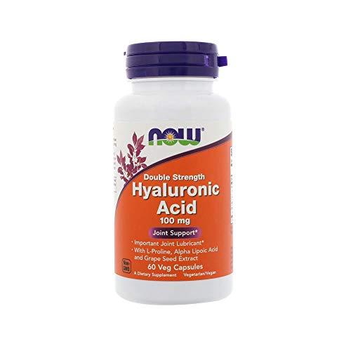 Viên Uống Now Bổ Sung Axit Hyaluronic 100mg Với L-Proline, Axit Lipoic Alpha & Chiết Xuất Từ Hạt Nho