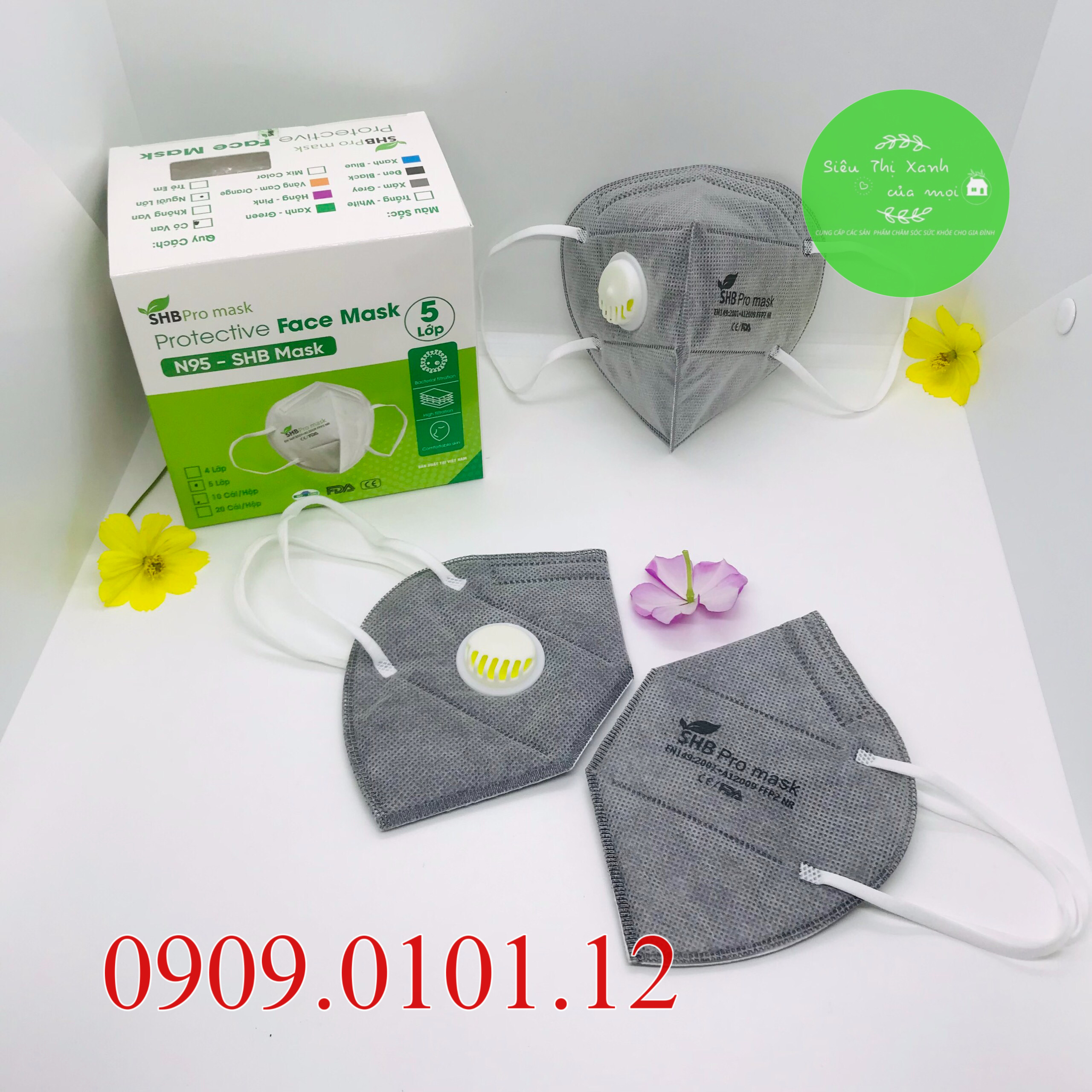 Khẩu trang n95 có van thở SHB Pro Mask, Kn95 cao cấp 5 lớp kháng khuẩn chuẩn FFP2