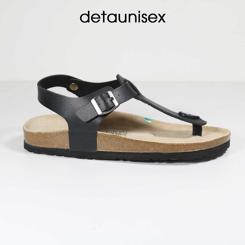 Giày Sandal Quai Hậu Đế Trấu Kẹp Ngón Nam Nữ Detaunisex Màu ĐEN - SATA11D