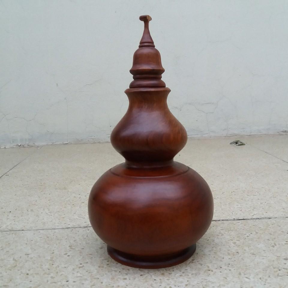 Bình hồ lô gỗ hương nguyên khối cao 20cmx11cm
