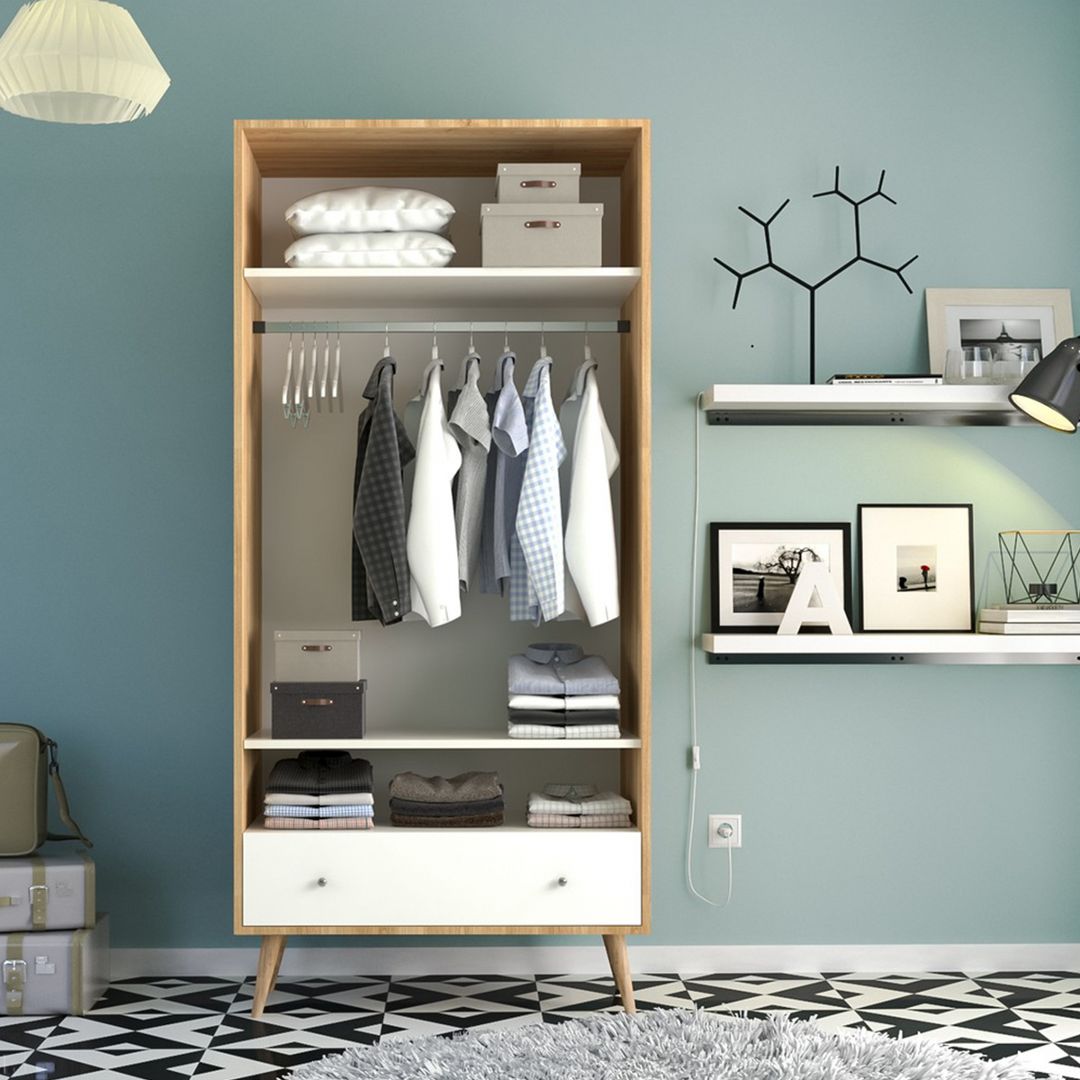 Tủ để quần áo bằng gỗ MDF có lớp vân gỗ xanh cao cấp SMLIFE Comissa