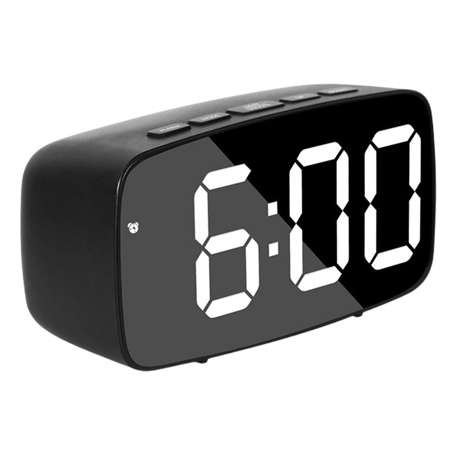 Digital LED Clock Bedroom Mirror Surface Snooze Bedside
