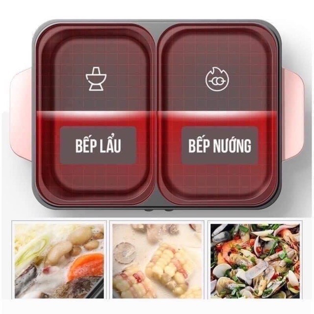 Bếp điện lẩu nướng 2 ngăn mini - Giao màu ngẫu nhiên