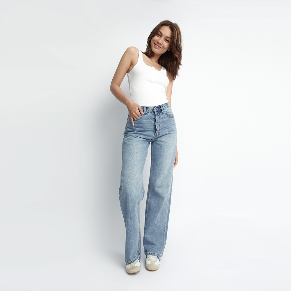 TheBlueTshirt - Quần Jeans Nữ Lưng Cao Ống Suông Màu Xanh Nhạt - The Original Grandpa Jeans - Blue Role Model