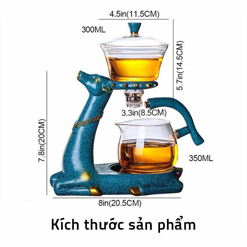 Ấm pha trà thuỷ tinh hình con hươu Bình trà cao cấp mẫu mới 2022 Decor bàn trà