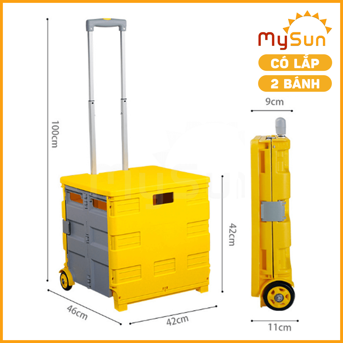 Xe đẩy kéo đi chợ dã ngoại du lịch gấp gọn cỡ lớn MySun