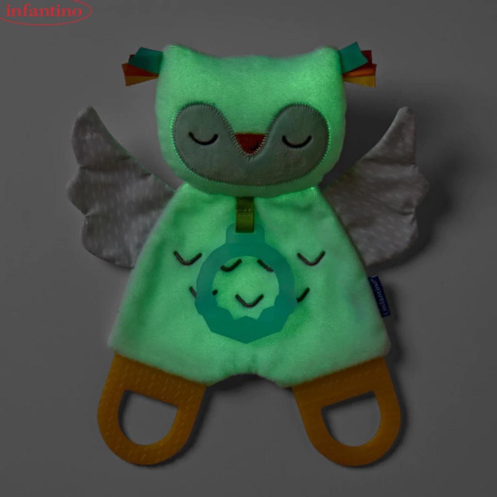 Đồ Chơi Vải Kiêm Gặm Nướu Hình Chú Cú Phát Sáng INFANTINO Glow In The Dark Cuddle &amp; Teether Owl Dành Cho Bé