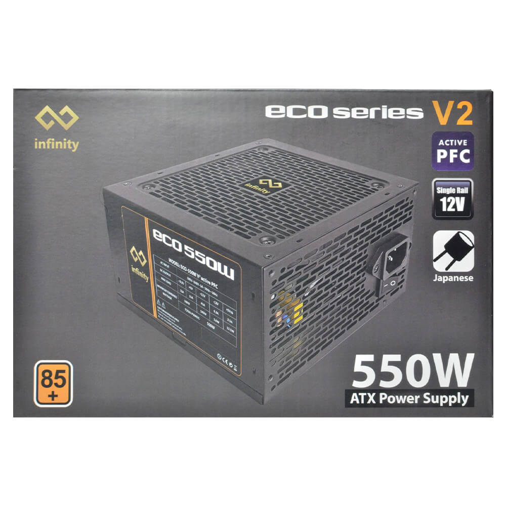 Bộ nguồn máy tính Infinity ECO 550W V2 – DC to DC – Hiệu suất 85% – Active PFC – Single Rail_ HÀNG CHÍNH HÃNG