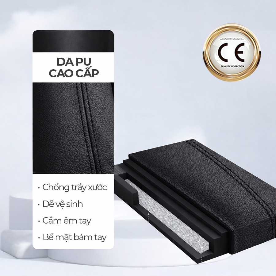 Bọc Vô Lăng CIND TP990 Size M Màu Đen Da PU Lõi TPE Chống Trượt Siêu Êm - Nhập Khẩu Chính Hãng