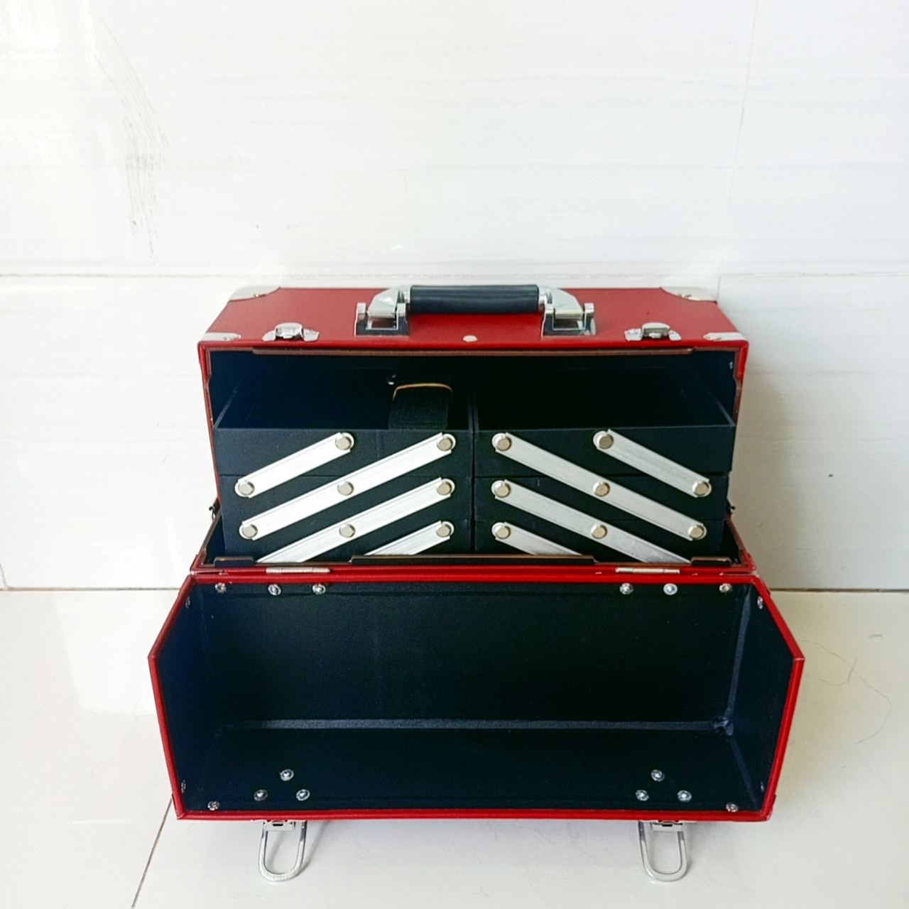 Hàng cao cấp loại 1 - Cốp đa năng Hana size 35x31x20cm chuyên nghiệp có khóa cao cấp bọc góc inox, 3 tầng 6 măm đựng mỹ phẩm, dụng cụ phun xăm, nối mi, đồ nail