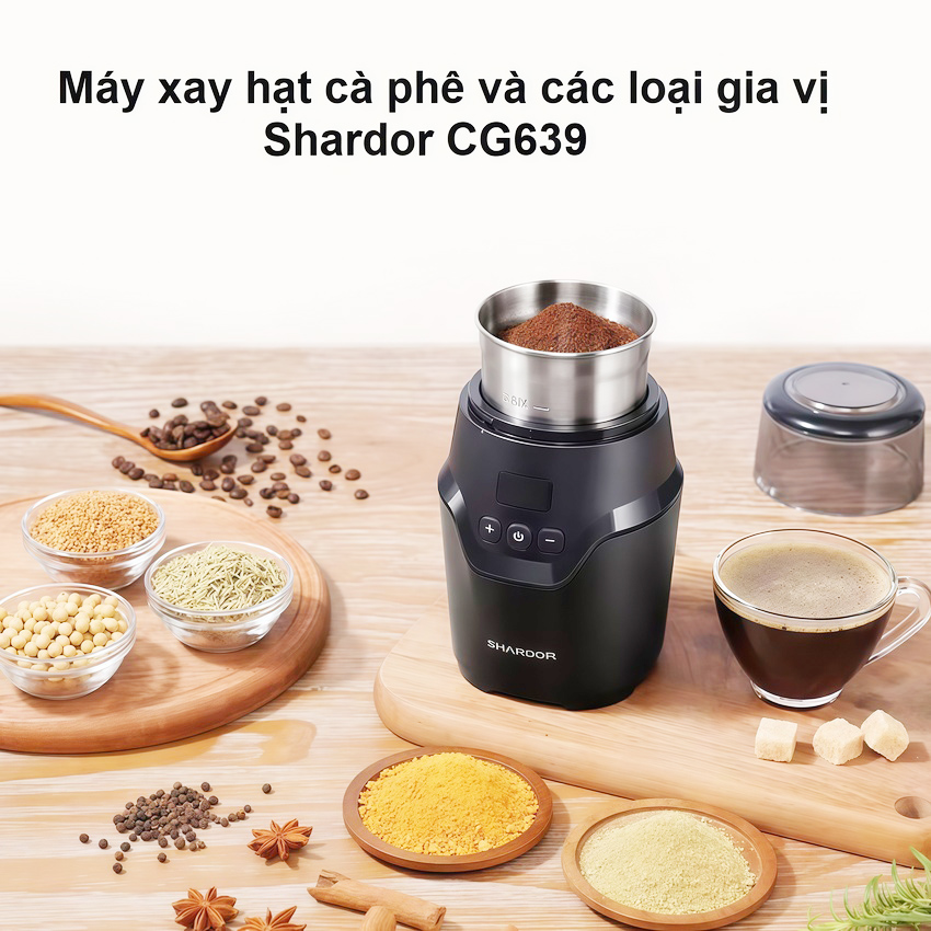 Máy xay hạt cà phê và gia vị đa năng thương hiệu Anh Quốc cao cấp Shardor CG639 điều chỉnh độ mịn - Hàng nhập khẩu