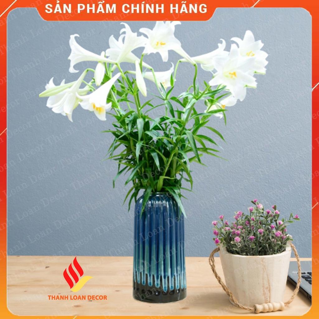 Lọ gốm Bát Tràng cao 26 cm - Bình hoa decor trang trí để bàn - Men xanh hỏa biến