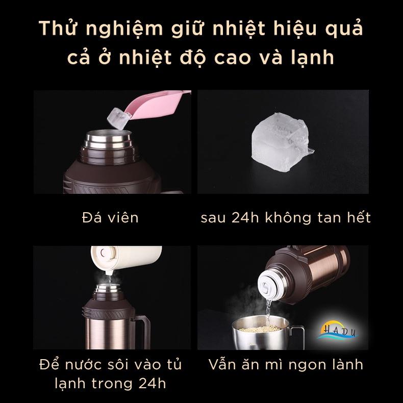 Phích Giữ Nhiệt 3 Lít Inox 304 Cao Cấp Đạt Chất Lượng LFGB Đức Bảo Quản Tới 60 Giờ HADU