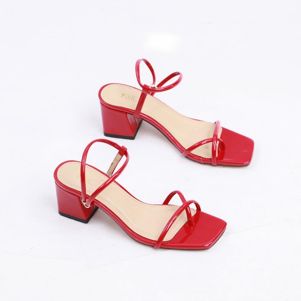 Giày Sandal Cao Gót 5cm Da Bóng Quai Mảnh Pixie X692