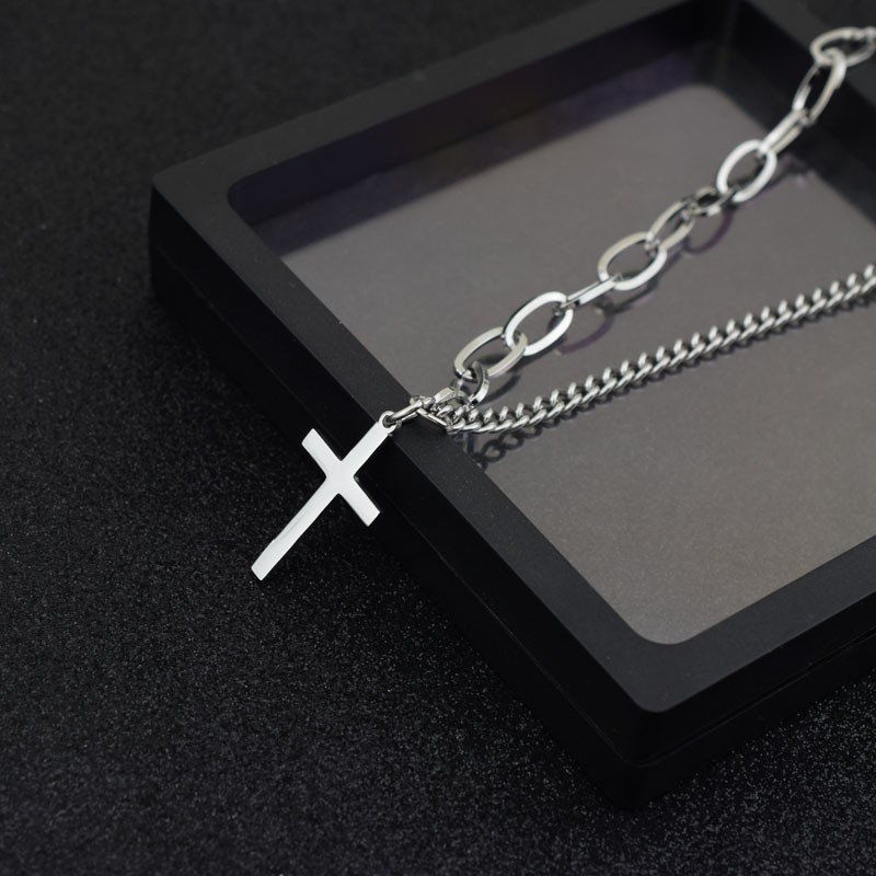 Dây chuyền thép titan chữ thập phong cách mới
