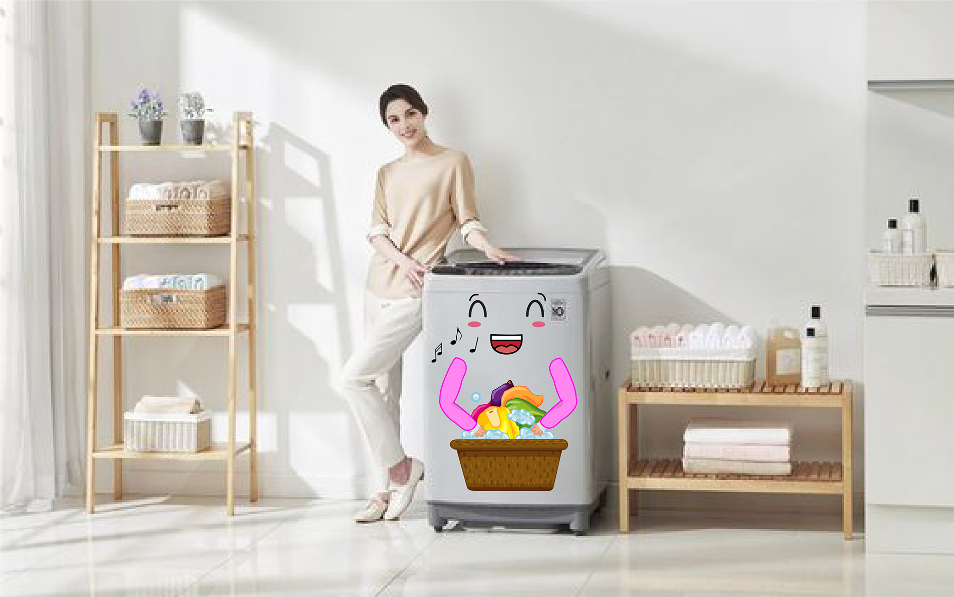 Decal trang trí máy giặt số 8
