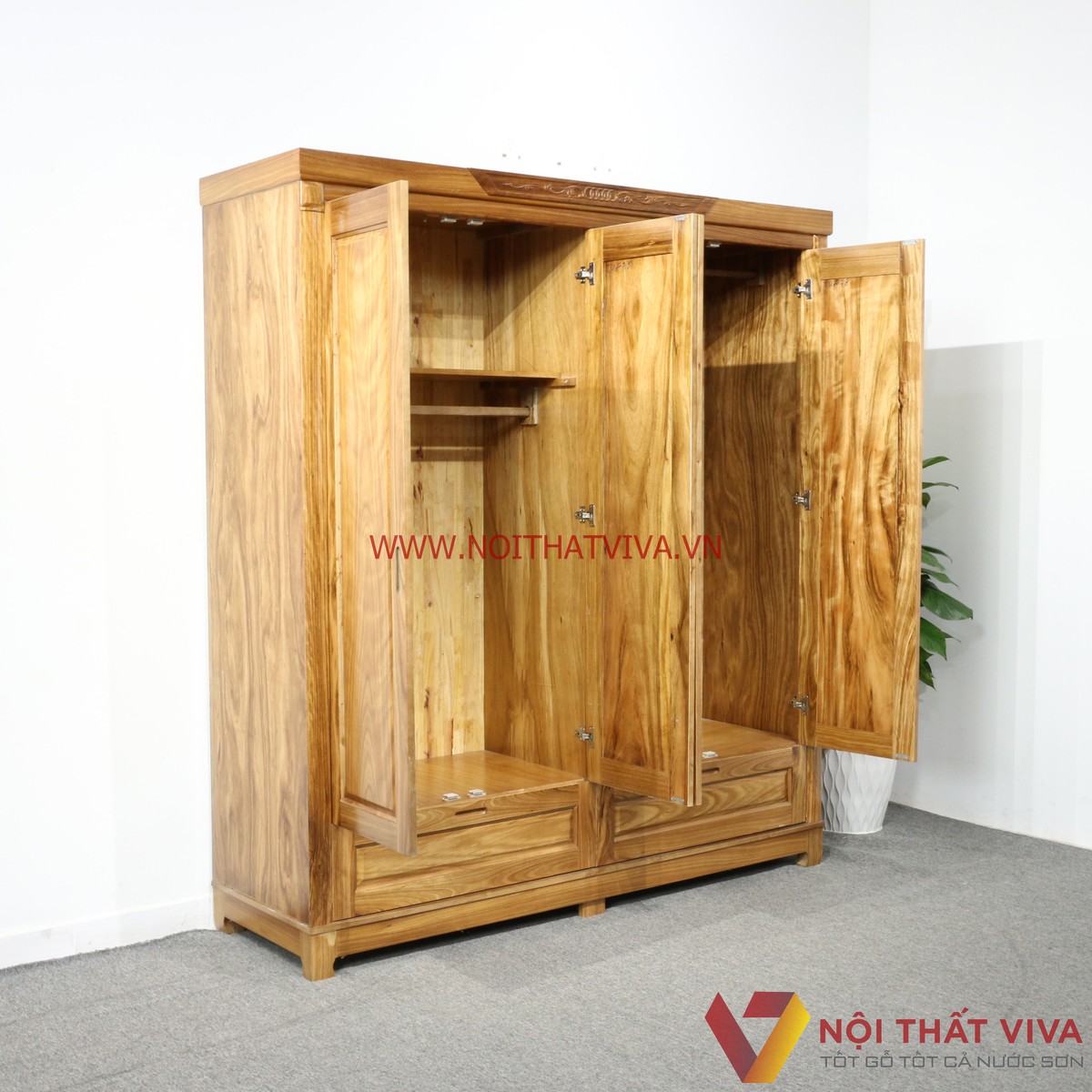 Tủ Áo 4 Cánh Gỗ Hương Xám Đẹp Giá Rẻ