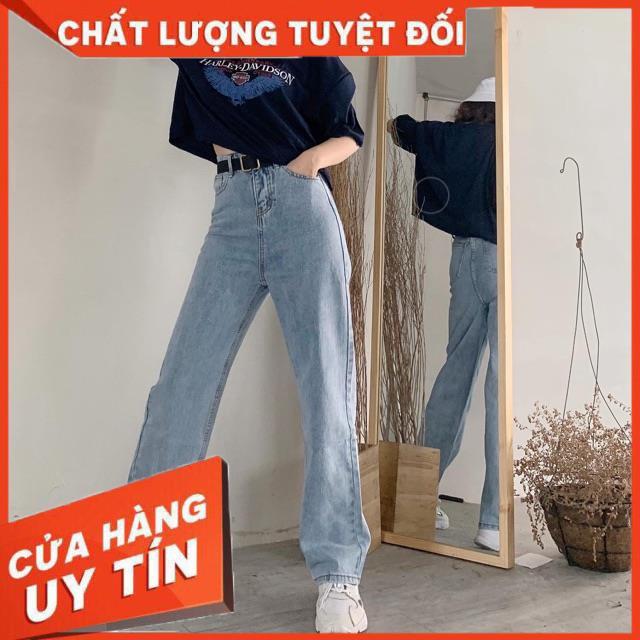 QUẦN JEANS ỐNG XUÔNG GẤP LAI DÁNG DÀI CHẤM GÓT