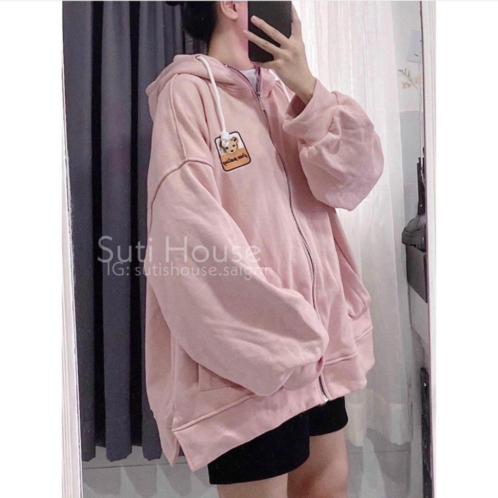 Áo Hoodie Zip Nỉ Ngoại logo Gấu - Áo Khoác Nỉ dây kéo Unisex