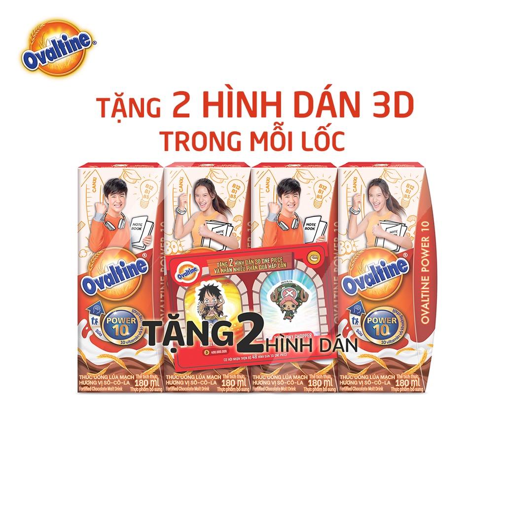 (Tặng 3 BÌNH NƯỚC DUY TÂN ) Thùng 12 lốc thức uống lúa mạch hương vị sô-cô-la Ovaltine POWER 180mlx4